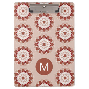 Rosa-burgunderfarbenes florales Mandala-Muster-Mon Klemmbrett