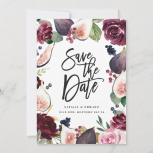 Rosa, burgunderrot und Feigen-Blumenfoto Save The Date