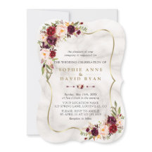 Rosa Burgundy Marsala Floral Gold Marmor Hochzeit
