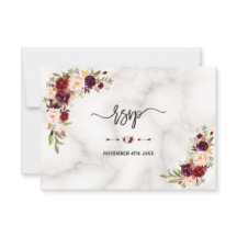 Rosa Burgundy Marsala Floral Gold Marmor Hochzeit