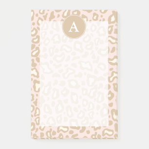 Rosa Büro-Leoparden-Monogramm-Post-it-Notiz-Gesche Post-it Klebezettel