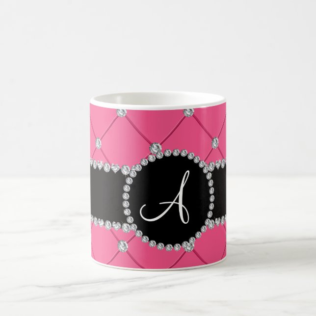 Rosa Büscheldiamanten des Monogramms Kaffeetasse (Mittel)
