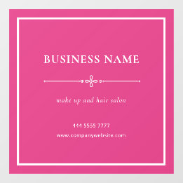 Rosa Business Salon Name Weißer Rahmen Fensteraufkleber