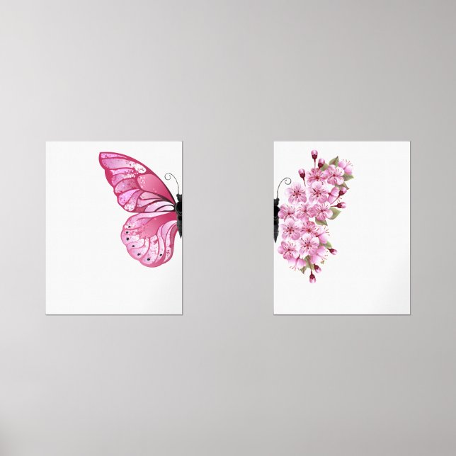Rosa Butterfly Bilderwand Sets (Vorderseite)