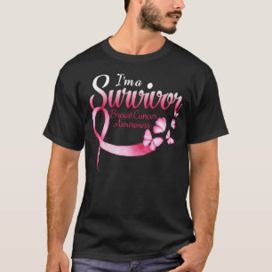 Rosa Butterfly Herz Ich bin ein Überlebender Brust T-Shirt