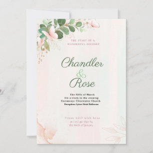 Rosa Butterfly Hochzeit Einladung auf Wasserfarbe