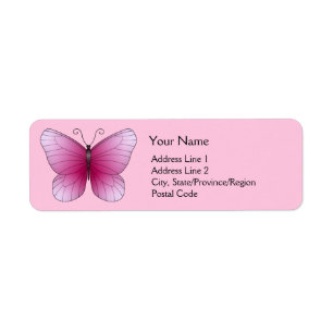 Rosa Butterfly-Rücksendeadressen-Aufkleber
