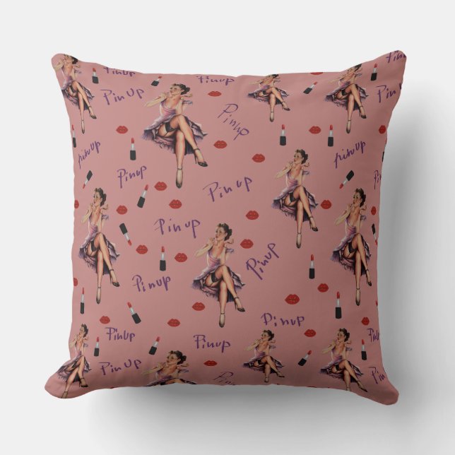 Rosa Button nach oben Kissen (Vorderseite)