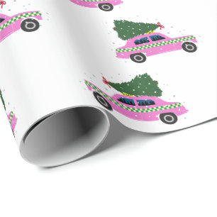 Rosa Cab Taxi Weihnachtsmuster Geschenkpapier