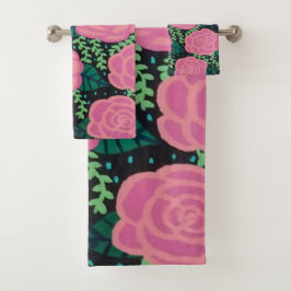 Rosa Cabbage-Rose Badhandtuch Set