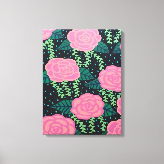 Rosa Cabbage-Rose Leinwanddruck (Vorderseite)