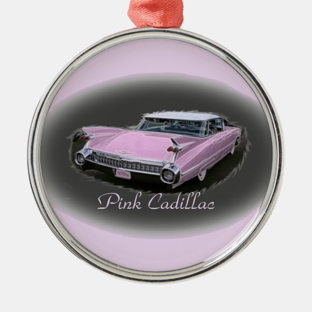 Rosa Cadillac-Blitz Ornament Aus Metall (Vorne)