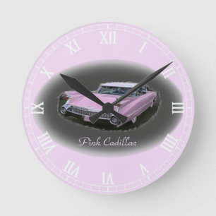 Rosa Cadillac-Blitz Runde Wanduhr