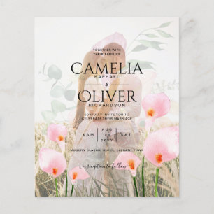 ROSA CALLA LILIEN FOTO-OVERLAY HOCHZEITSEINLADUNG FLYER