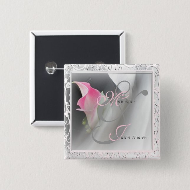 Rosa Calla Lily Blüh Frame Button (Vorne & Hinten)