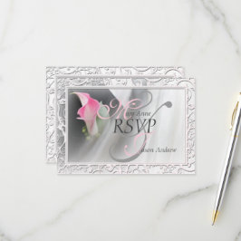 Rosa Calla Lily Geblüht Rahmen Hochzeit RSVP Karte