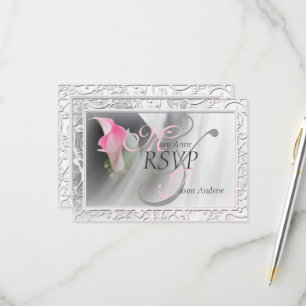 Rosa Calla Lily Geblüht Rahmen Hochzeit RSVP Karte