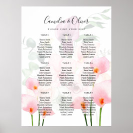 Rosa Calla Lily SITZ CHART 9 Tischfußplatte Poster