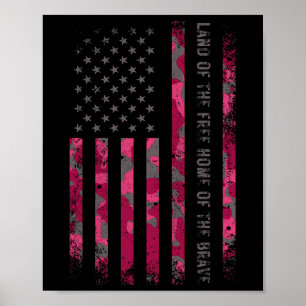 Rosa Camo USA-Flagge Militär-Tarnung abgenutzt Poster