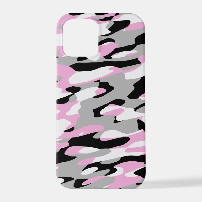 Rosa Camouflage abstrakt iPhone 12 Pro Hülle (Rückseite)