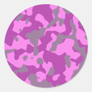 Rosa Camouflage-Aufkleber Runder Aufkleber