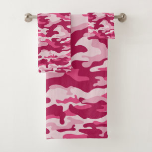 Rosa Camouflage Camouflage Badhandtuch Set