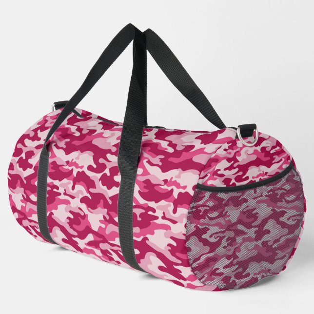 Rosa Camouflage Camouflage Duffle Bag (Rechte Ecke)