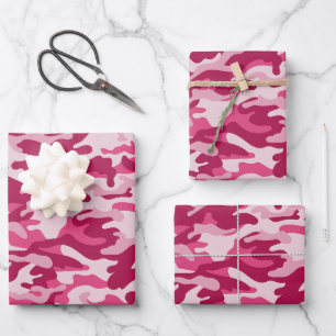 Rosa Camouflage Camouflage Geschenkpapier Set
