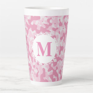 Rosa Camouflage Camouflage Monogramm Initial Milchtasse