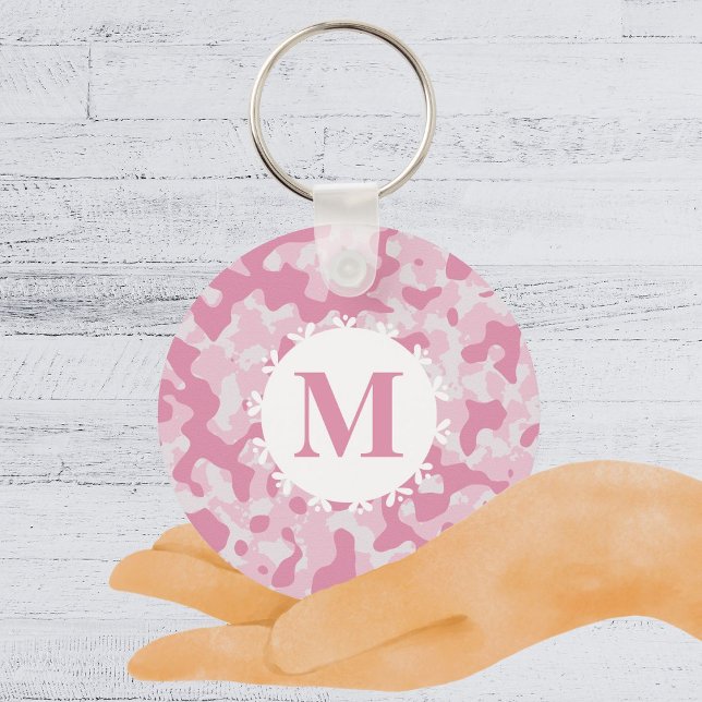 Rosa Camouflage Camouflage Monogramm Initial Schlüsselanhänger (Pink Camo Camouflage Monogram Initial Keychain)