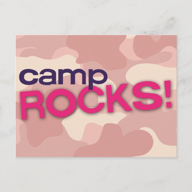 Rosa Camouflage CAMP ROCKS! Postkarte (Vorderseite)