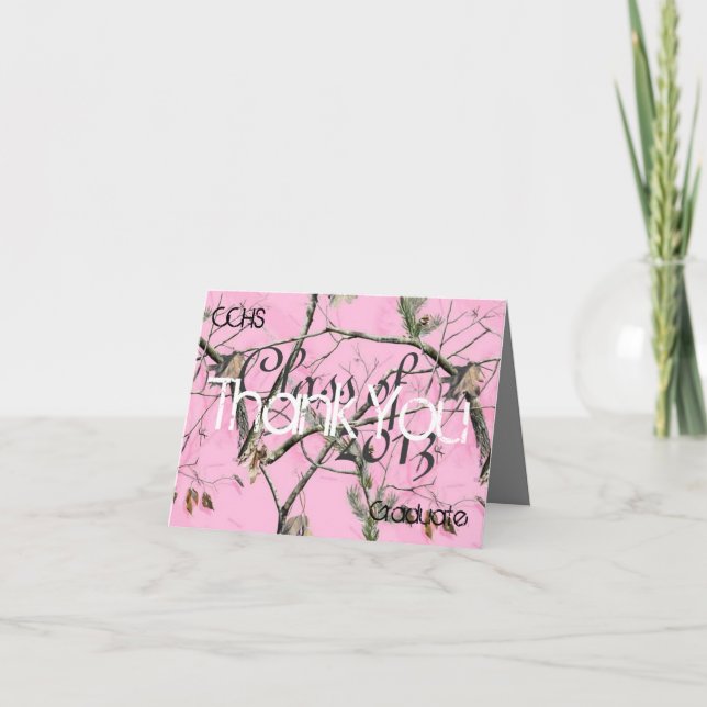 Rosa Camouflage danken Ihnen zu kardieren Dankeskarte (Vorderseite)