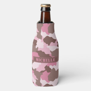 Rosa Camouflage Girly Camouflage Monogramm Name Flaschenkühler