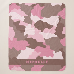 Rosa Camouflage Girly Camouflage Monogramm Name Sherpadecke