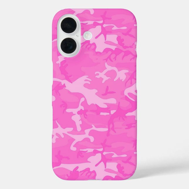 Rosa Camouflage iPhone 16 Hülle (Rückseite)