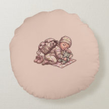 Rosa Camouflage Militär Baby Mädchen Rundkissen