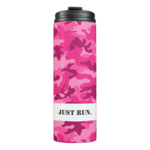 Rosa Camouflage nur laufen. Aktiver Sportlauf Spaß Thermosbecher