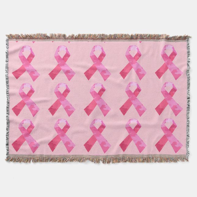 Rosa Camouflage Ribbon Throw Blanket Decke (Vorderseite)