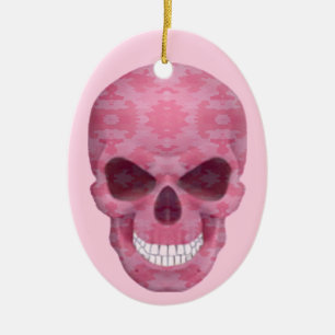 Rosa Camouflage Skull Oval Ornament