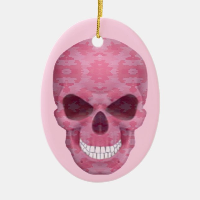 Rosa Camouflage Skull Oval Ornament (Vorne)