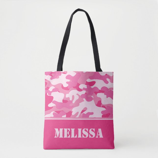 Rosa Camouflage (Tarnung) | personalisiert Tasche (Vorderseite)