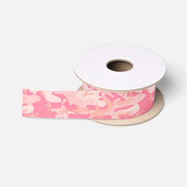Rosa Camouflage-Tarnung Satinband (Spule)