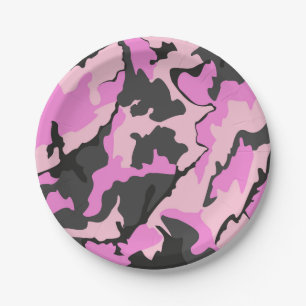 Rosa Camouflage, Teller für das 7-Zoll-Papier-Par