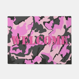 Rosa Camouflage WILLKOMMEN Tür-Matte, 18" x 24" Fußmatte