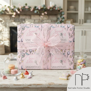 Rosa Candy-Baby-Shower Süße Kleine Geschenkpapier