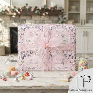 Rosa Candy-Baby-Shower Süße Kleine Geschenkpapier