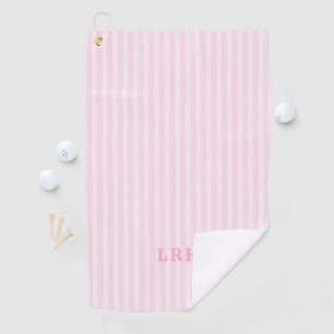 Rosa Candy Stripe Design Kleine Initialen Monogram Golfhandtuch