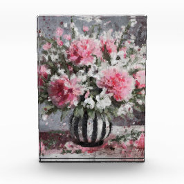Rosa Carnation Floral Blume Arrangement Schwarz Fotoblock