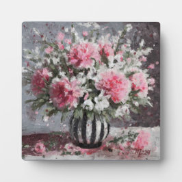 Rosa Carnation Floral Blume Arrangement Schwarz Fotoplatte