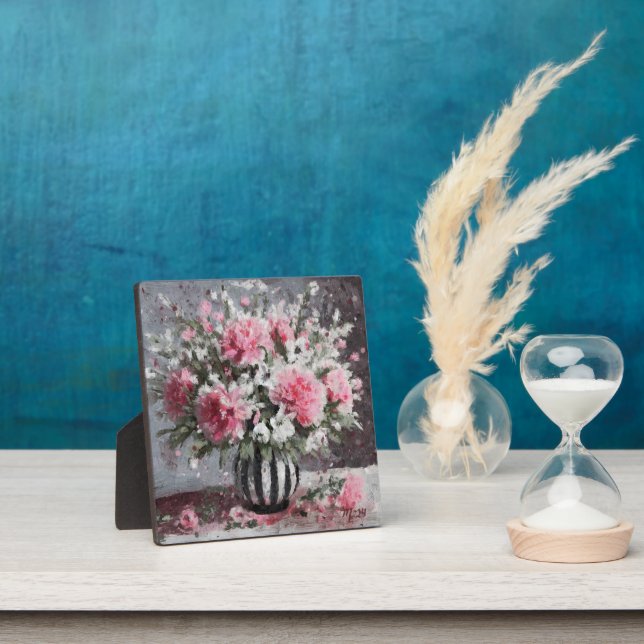 Rosa Carnation Floral Blume Arrangement Schwarz Fotoplatte (InSitu)